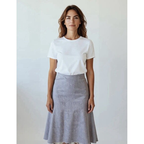 Anthropologie Elevenses Lavender Women’s Knee Length Pleated Back Skirt Size 12 - Picture 2 of 9